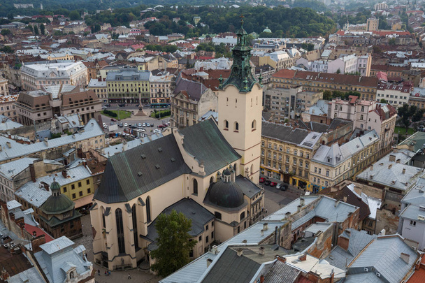 View down on the roofs of the Ukrainian city of Lviv - Photo, image