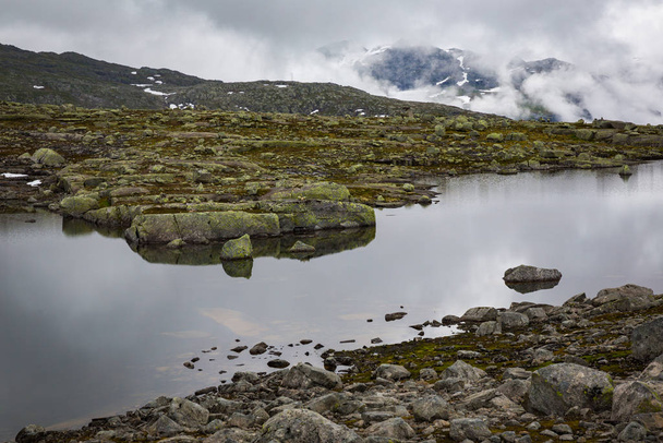 beautiful landscape of Norwegian mountains on track to Trolltunga - Zdjęcie, obraz