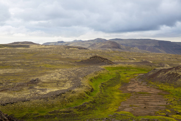 Beautiful Mountain Landscape in Reykjanesfolkvangur, Iceland. - Fotoğraf, Görsel