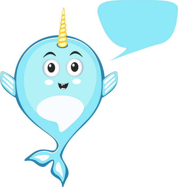 Narwhal cute character in cartoon style drawing - ベクター画像