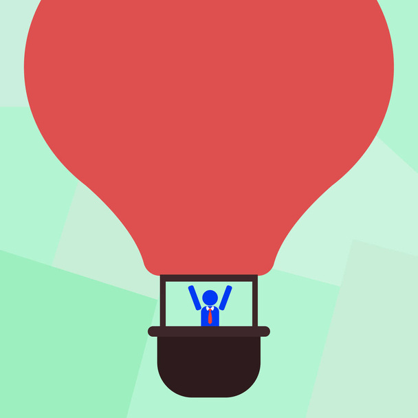 Design business concept Testo in copia vuota per banner web materiale promozionale modello modello analisi Hu Dummy Arms Raising inside Gondola Riding Blank Color Air Balloon
 - Vettoriali, immagini