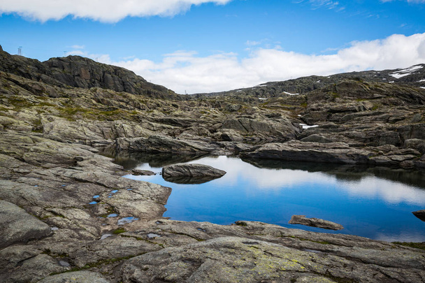 beautiful landscape of Norwegian mountains on track to Trolltunga - Fotó, kép
