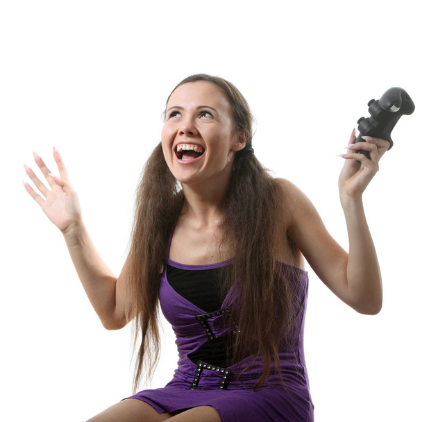 Young woman playing  video game - Foto, Imagem