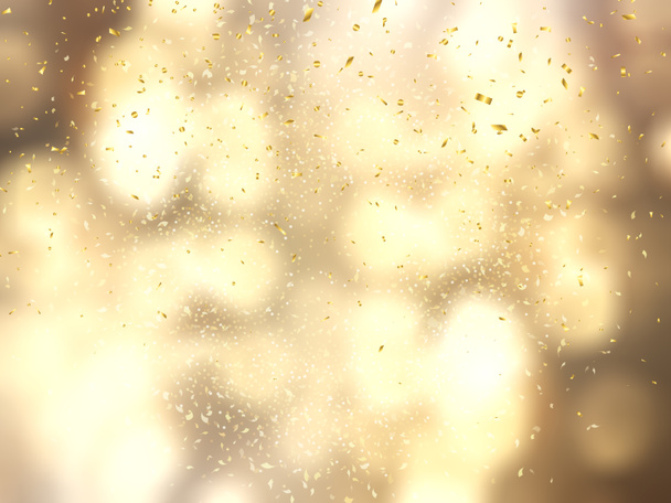 Caída de confeti de oro sobre un fondo de luces bokeh
 - Foto, imagen