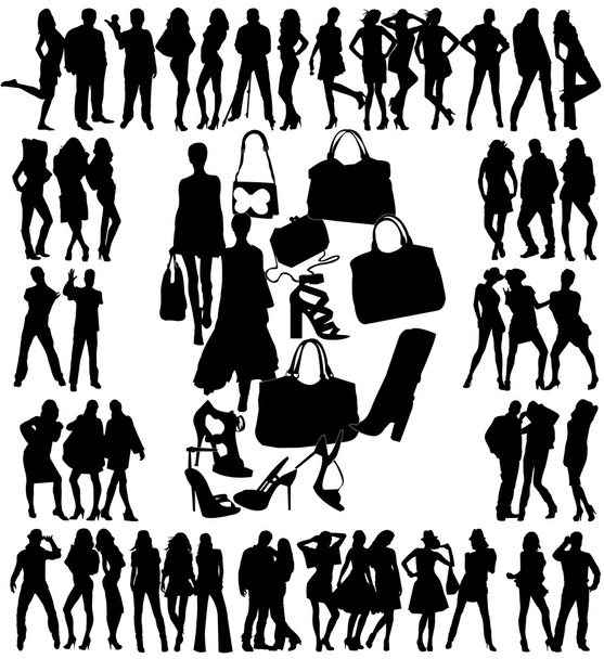 Silhouettes with Accessories - Vector, Image