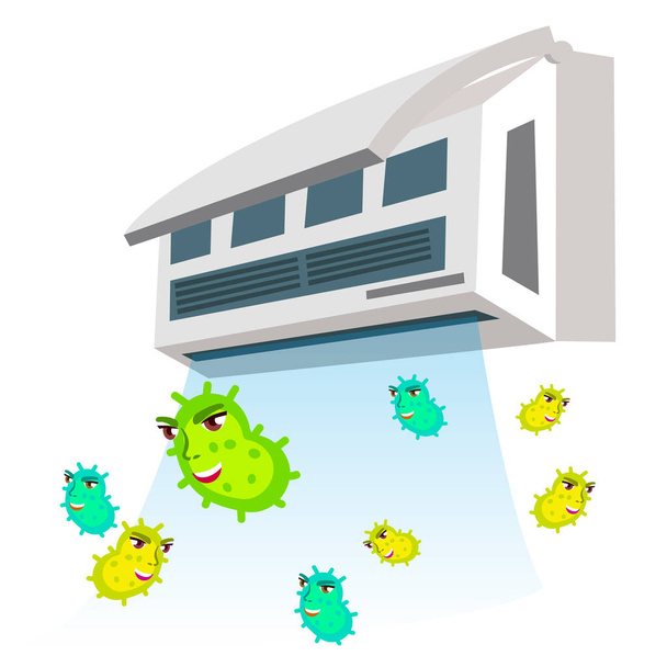 Allergisch voor bacteriën vliegen van airconditioner Vector. Geïsoleerde Cartoon afbeelding - Vector, afbeelding