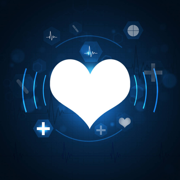 Herz pulsierende Rhythmus-Graphik abstrakt blau Wissenschaft Illustration - Foto, Bild