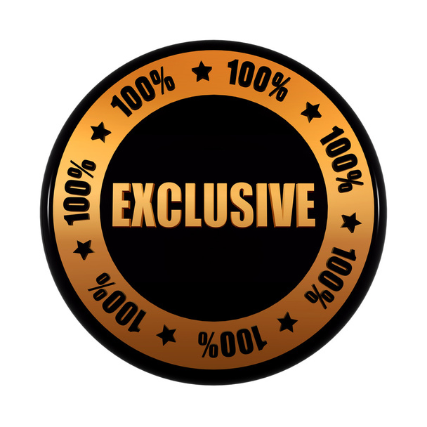 100 porcentagens exclusivas no rótulo do círculo preto dourado
 - Foto, Imagem