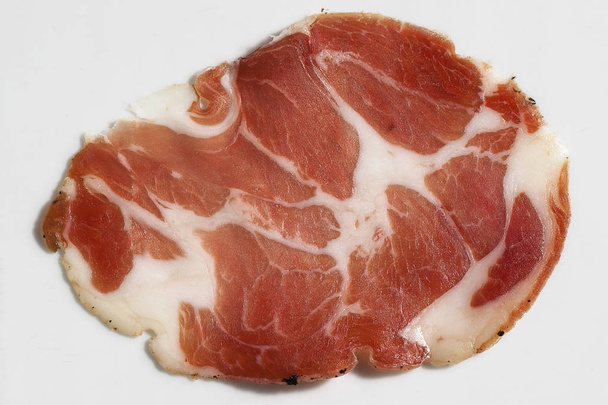 Bacon isolated on white background close up - Photo, Image