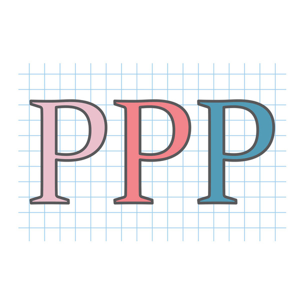 PPP (Public private partnership) acronym written on checkered paaper - Vector, Image