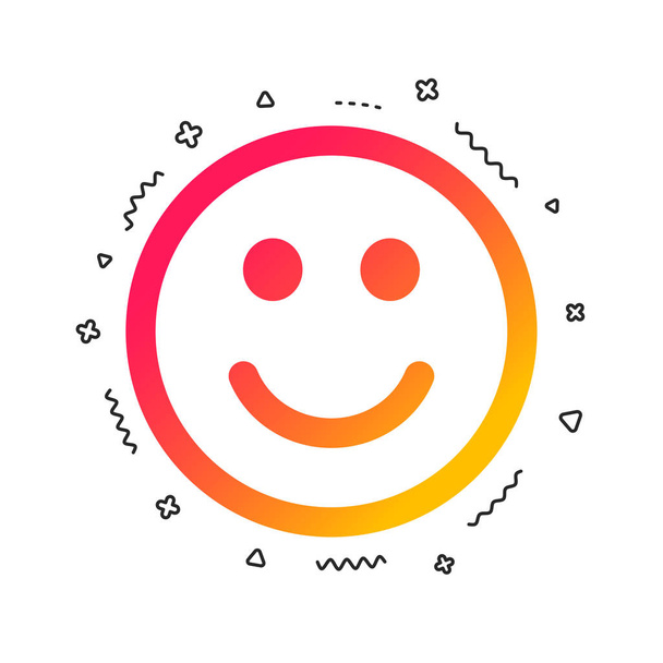 Mosolyog ikon. Boldog arcot chat szimbólum. Színes geometriai alakzatok. Színátmenet mosolytervezés ikonra. Vektor - Vektor, kép
