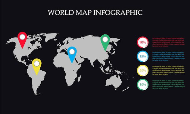World Map Vector, InfoGraphic Concept, Flat Earth Map For Website, Annual Report, World Map Illustration, Vector Illustration - Vector, afbeelding