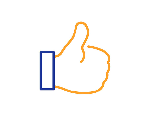 Like line icon. Thumbs up sign. Positive feedback, social media symbol. Colorful outline concept. Blue and orange thin line color Like icon. Vector - Vektor, kép