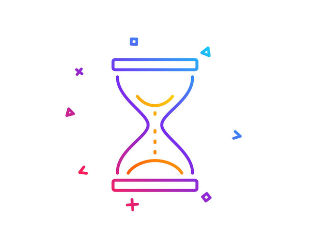 Time hourglass line icon. Sand watch sign. Gradient line button. Time hourglass icon design. Colorful geometric shapes. Vector - Vetor, Imagem