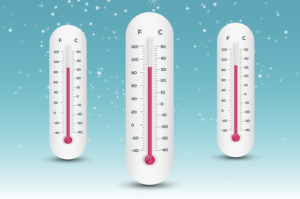 thermometer in winter - Vector, Image