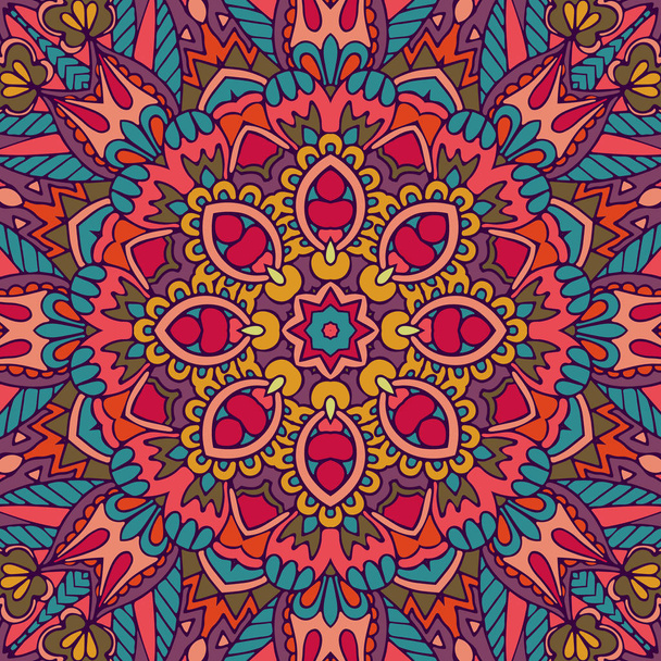 Tribal indian ethnic seamless design. Festive colorful mandala pattern - Vektör, Görsel