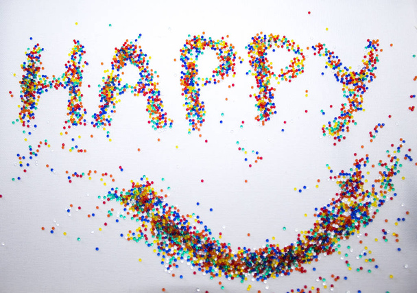 palabra feliz color bolas burbujas fondo textura
 - Foto, imagen