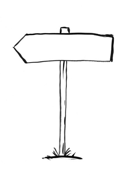 Black Ink Hand Drawing of Arrow Decision Sign Post - Fotó, kép