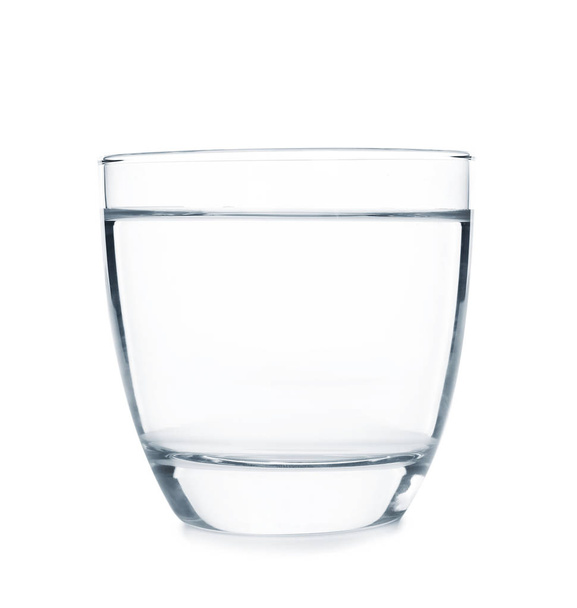 Glass with fresh water on white background - Photo, image