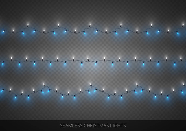 Decorative colorful light bulbs, garlands set, Christmas decoration. - Vector, Image