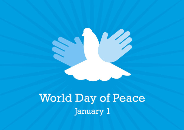Weltfriedenstag. Hände mit Taube. Silhouette einer Hand mit einer Taube. abstrakte Friedenstaube. Wichtiger Tag - Vektor, Bild