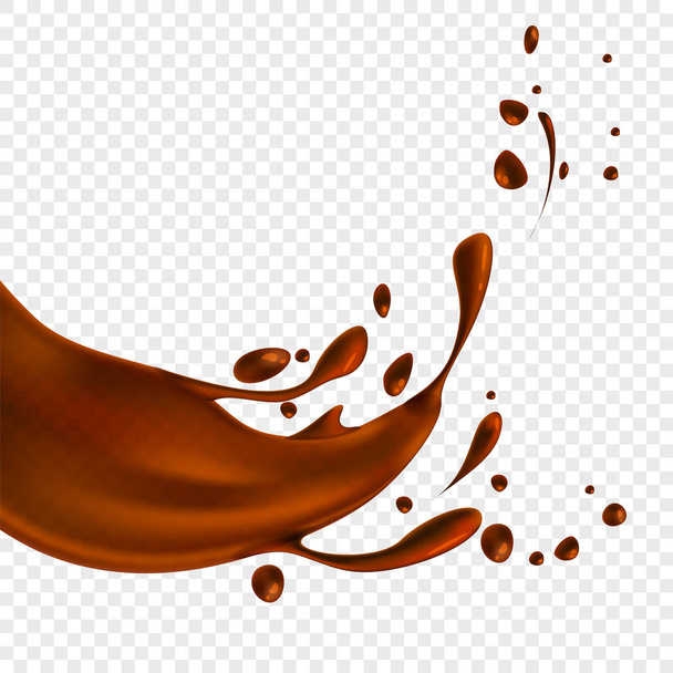 Vector realistic chocolate splash, liquid whirl - Vector, Imagen