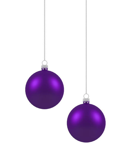 christmas balls purple and chrome - Фото, зображення