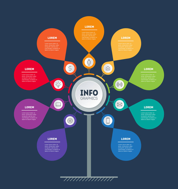Business presentation concept. Web Template of tree with leaves, info chart or diagram. Infographic of technology or education process - Vector, imagen