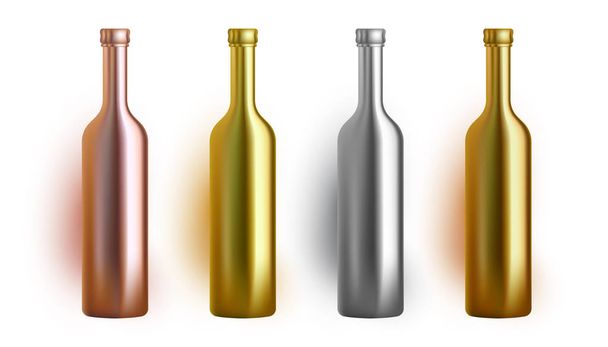 Metallic shine bottles set template. Vector design - Vector, Image