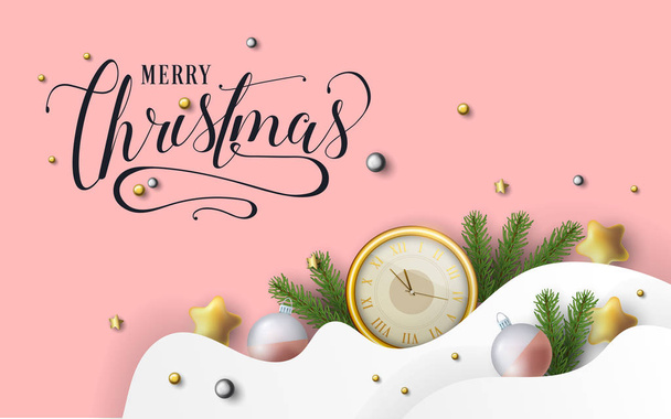 Merry Christmas text design. Vector logo, typography. Usable as banner, greeting card, gift package  - Vector, Image