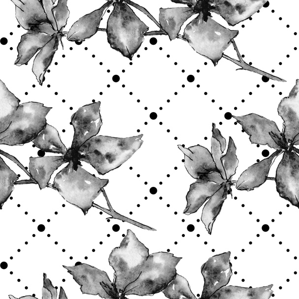 Flores de orquídeas. Padrão de fundo sem costura. Tecido papel de parede impressão textura. ilustração fundo aquarela
. - Foto, Imagem