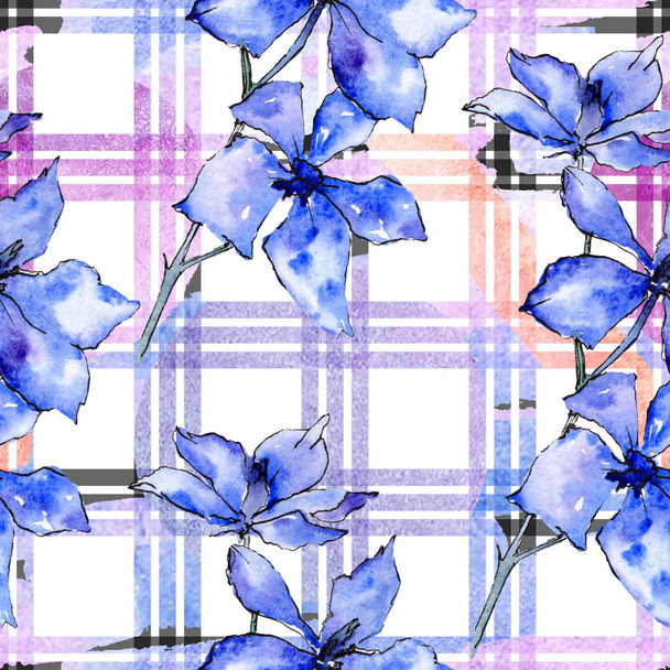 violette Orchideenblüten. nahtlose Hintergrundmuster. Textur für Stofftapeten. Aquarell Hintergrundillustration. - Foto, Bild