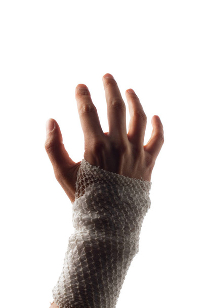 wrist wrapped with healing bandage, isolated on white - Photo, Image