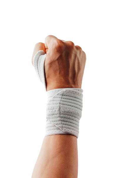 soporte ortopédico de muñeca y mano para la cicatrización del síndrome del túnel carpiano, aislado en blanco
 - Foto, Imagen