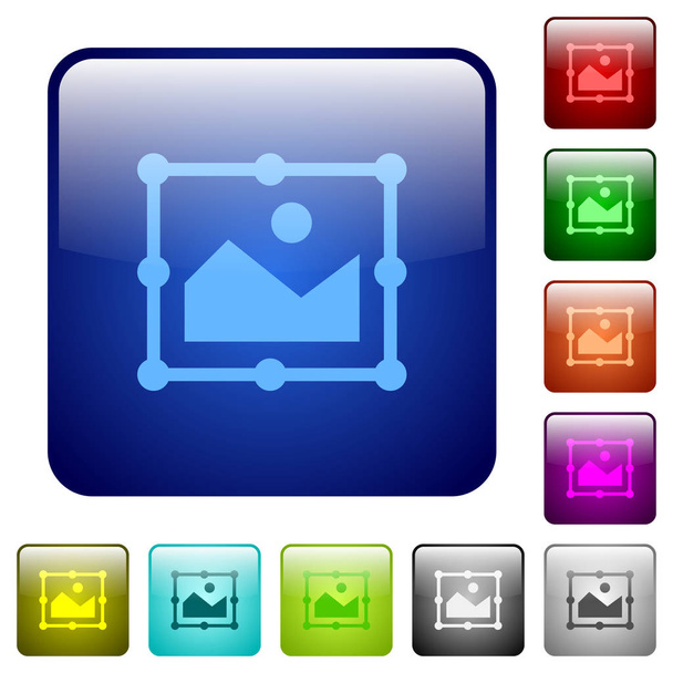 丸みを帯びた正方形の色の光沢のあるボタンのセットのイメージ無料変換アイコン - ベクター画像