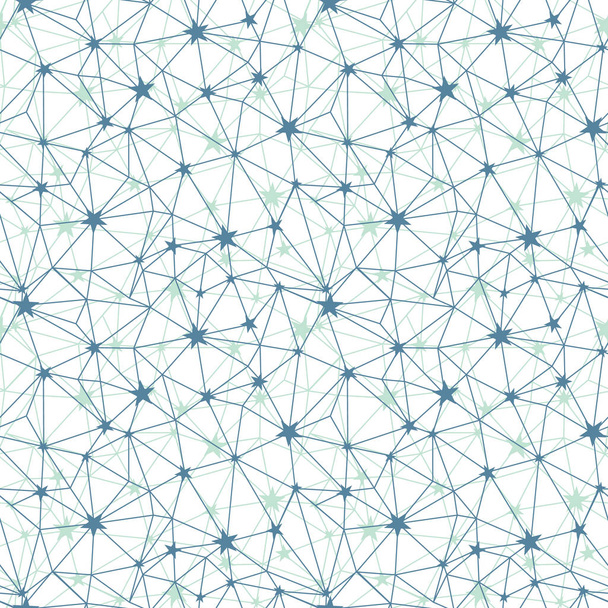 Blaue graue Sterne Netzwerk Vektor nahtlose Muster. - Vektor, Bild