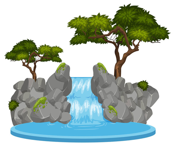 Isolated waterfall on white background illustration - Vector, Image