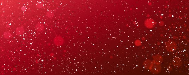 Joulun punainen tausta lumihiutaleilla, valolla, tähdillä. Joulun ja uudenvuoden teema. Vektorikuvaus
 - Vektori, kuva