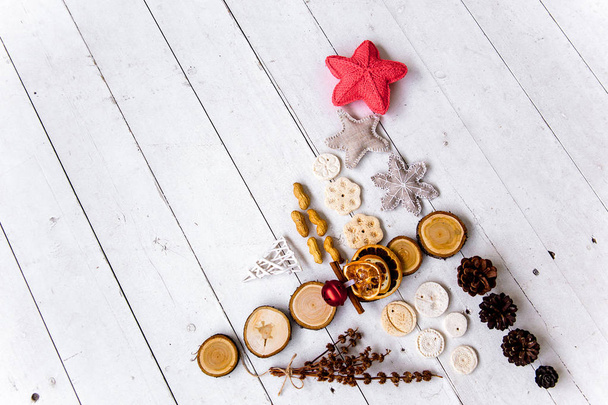 Set of christmas things on a wooden background - Fotó, kép