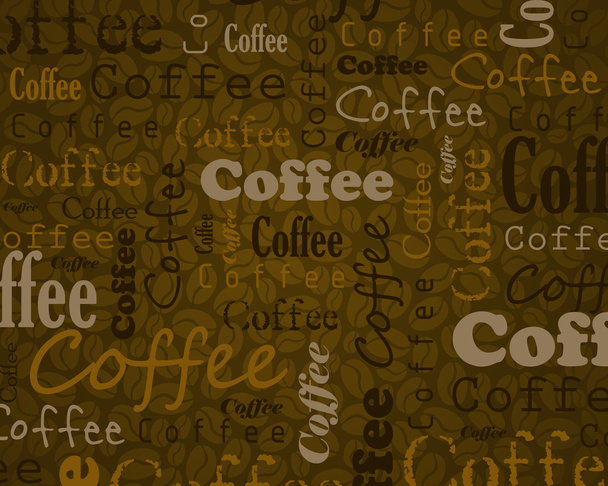 kávé szöveges háttérben - Vektor, kép