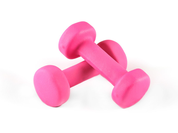pink glossy dumbbell - Photo, image