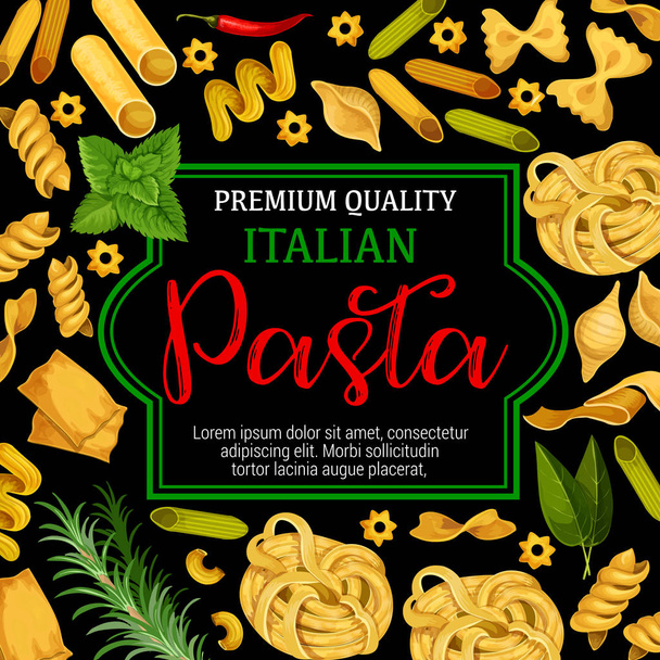 Pasta with greenery as cuisine from Italy - Vector, Image