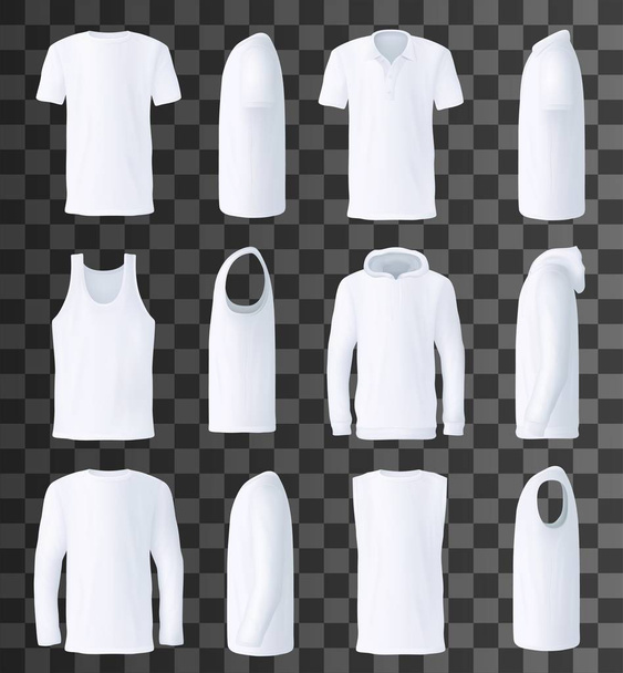 Male top clothes template and mockup - Vector, Image