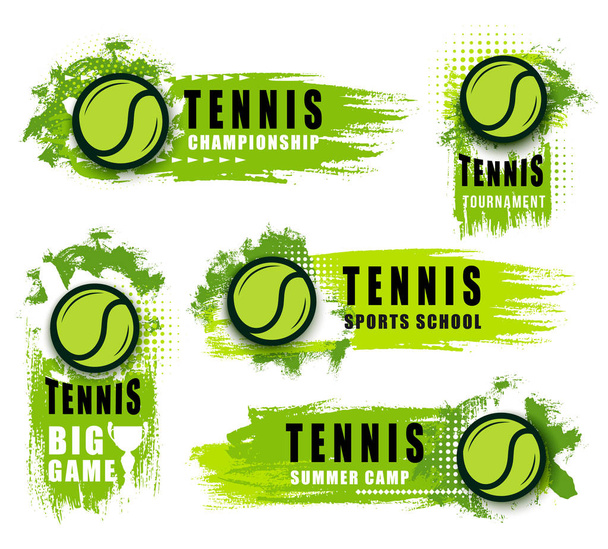 Big tennis game icons with ball and blobs - Vector, Image