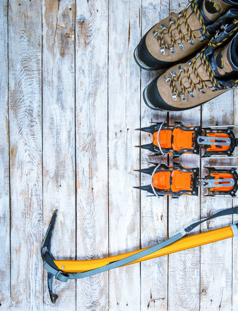 equipment for hiking in the mountains, mountaineering equipment  - Φωτογραφία, εικόνα