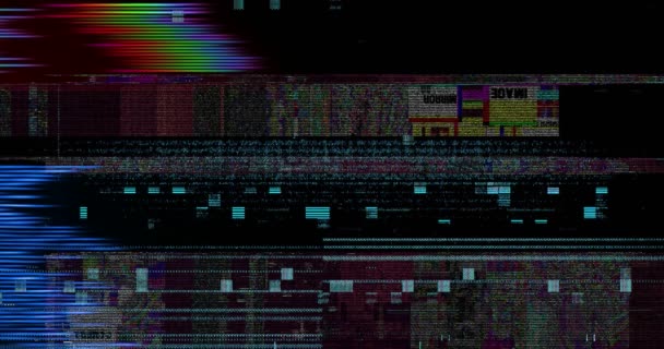 abstraktní multi barevné realistické obrazovky závada blikání, analogový vintage TV signál se špatným rušením a barevnými pruhy, statické pozadí šumu, překrytí - Záběry, video
