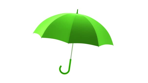 Classic green umbrella seamless looping 3D animation with alpha matte - Πλάνα, βίντεο