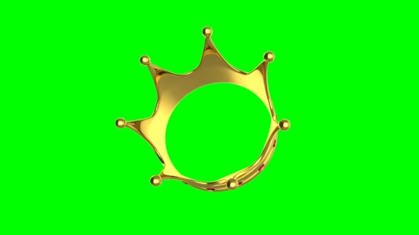 Lus animatie roterende gouden kroon op groene achtergrond. - Video