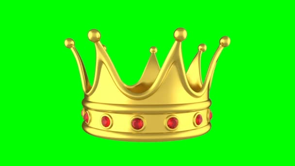 Циклічна анімація, що обертається золота корона на зеленому
. - Кадри, відео