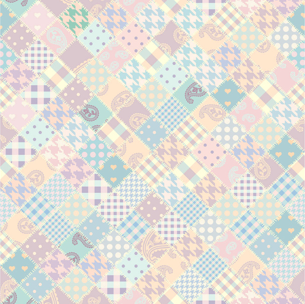 Patchwork textile pattern. Seamless quilting design background. - Вектор, зображення